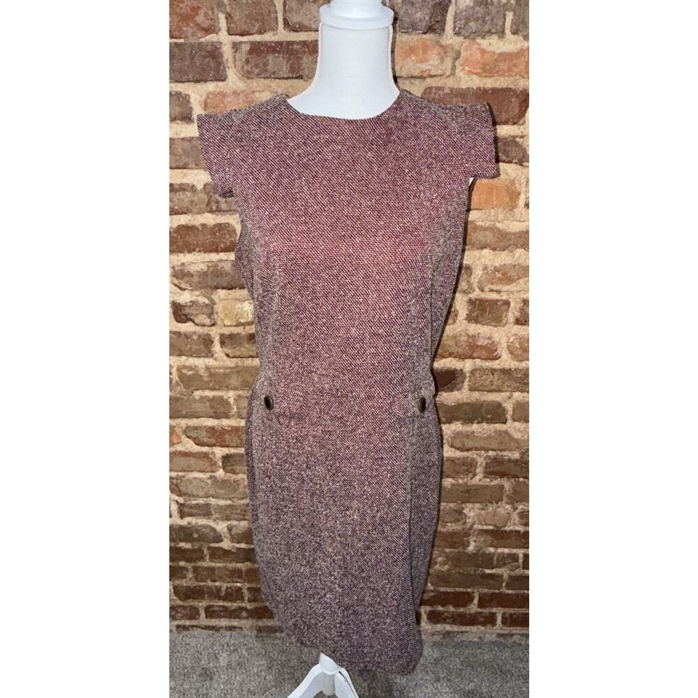 MNG Dress Womens Sz L Red/black/gray Cap Sleeve Work Career Basic Office Church
